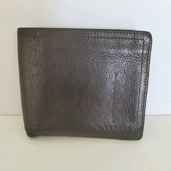 Givenchy Men's Card Bill Coin Holder Wallet Bifold Leather Medium Brown Retro - Picture 1 of 13